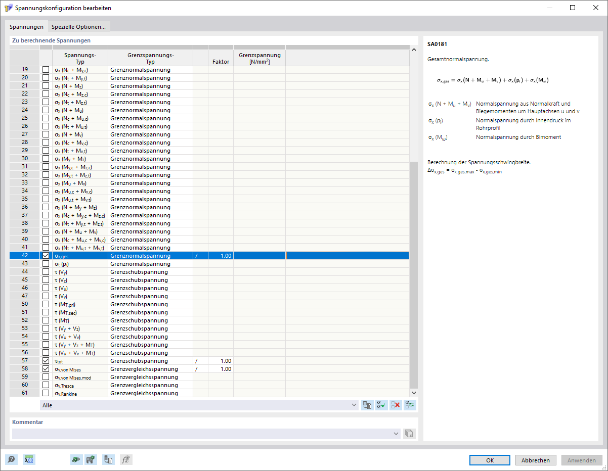 Dialog 'Spannungskonfiguration', Register 'Basis'