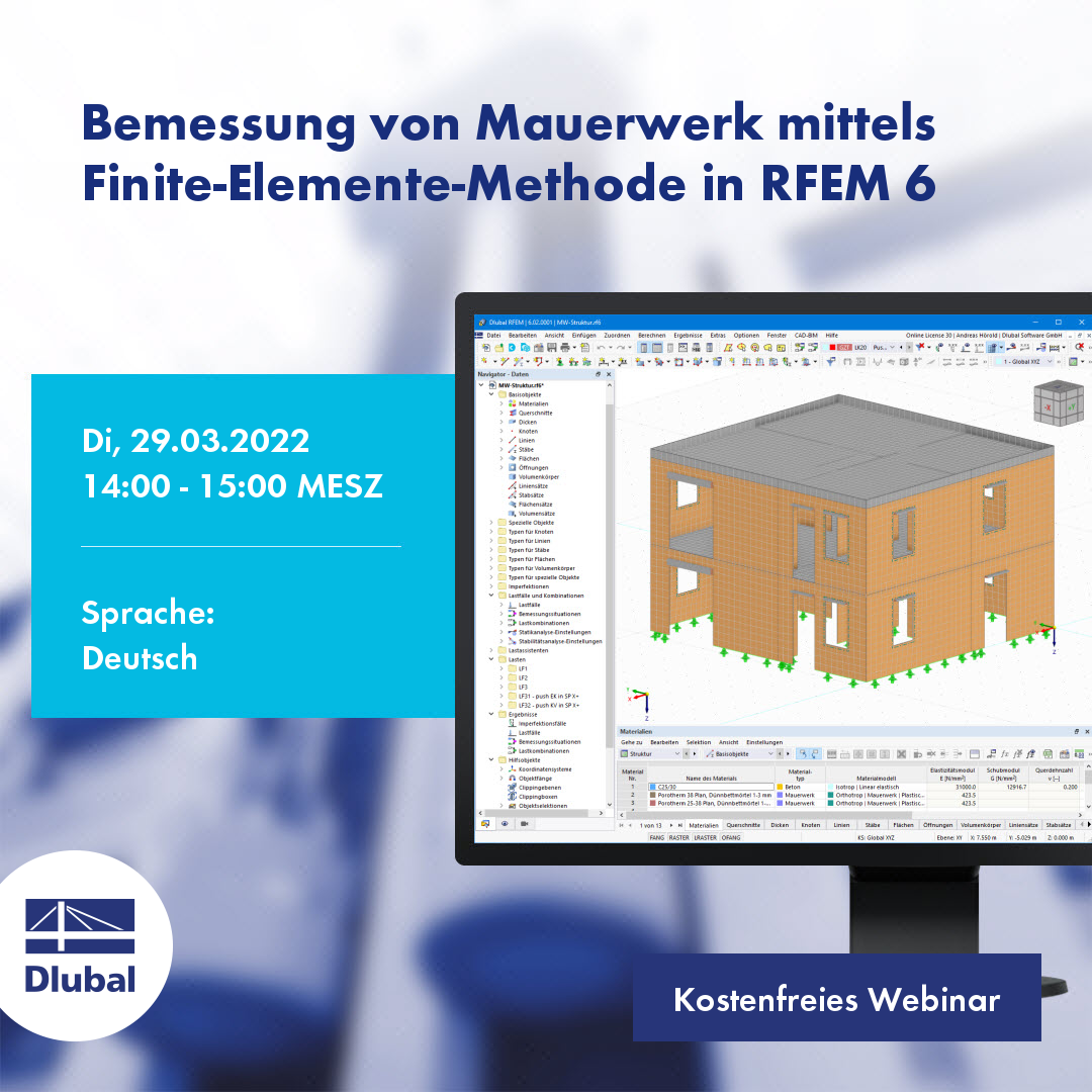 Bemessung von Mauerwerk mittels Finite-Elemente-Methode in RFEM 6