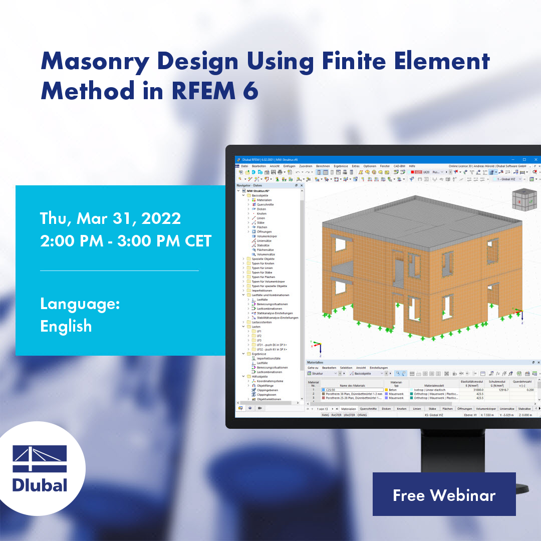 Bemessung von Mauerwerk mittels Finite-Elemente-Methode in RFEM 6