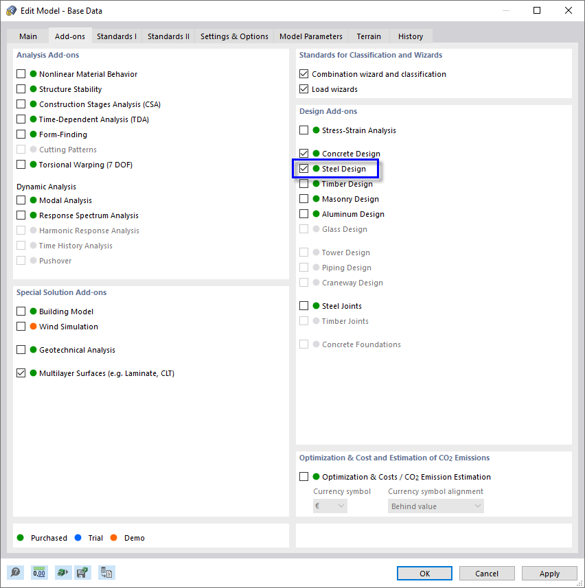 Add-On "Stahlbemessung" aktivieren