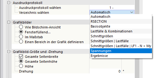 Ausdruckprotokoll-Verzeichnis für Grafik auswählen