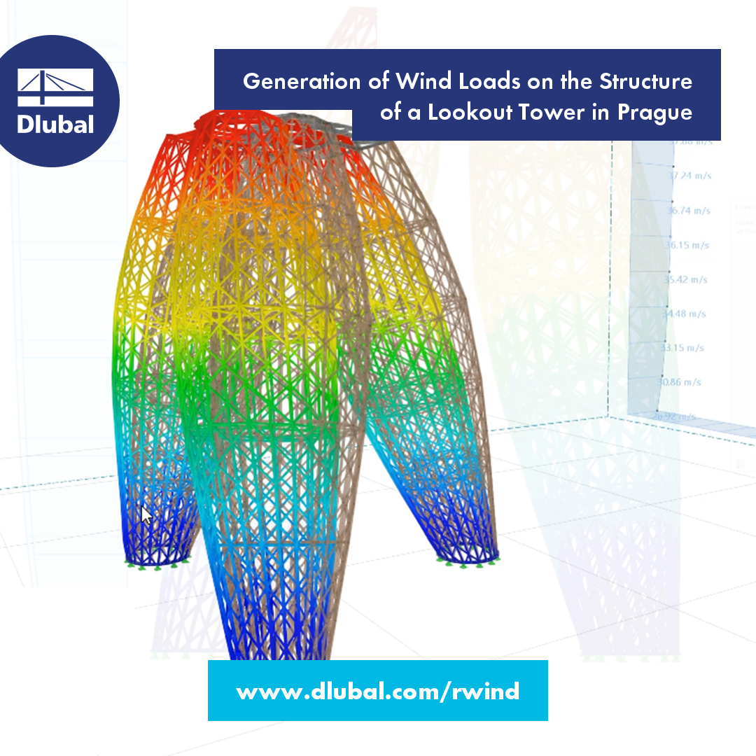 Generierung der Windlasten am Tragwerk \n des Aussichtsturms in Prag
