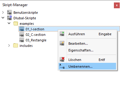 Skript im 'Skript-Manager' umbenennen