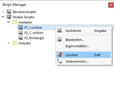 Skript im 'Skript-Manager' löschen