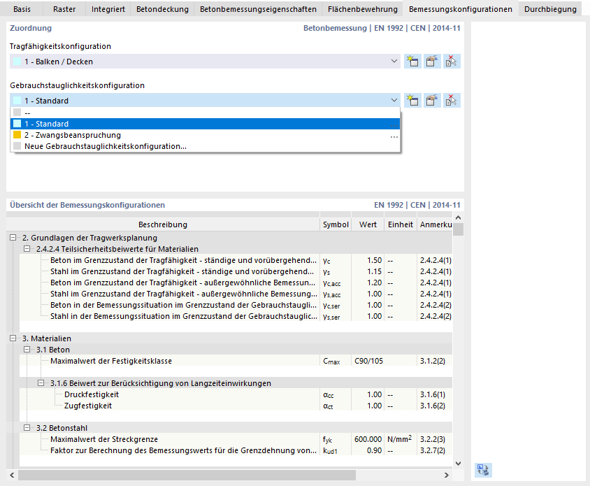 Bemessungskonfiguration zuordnen