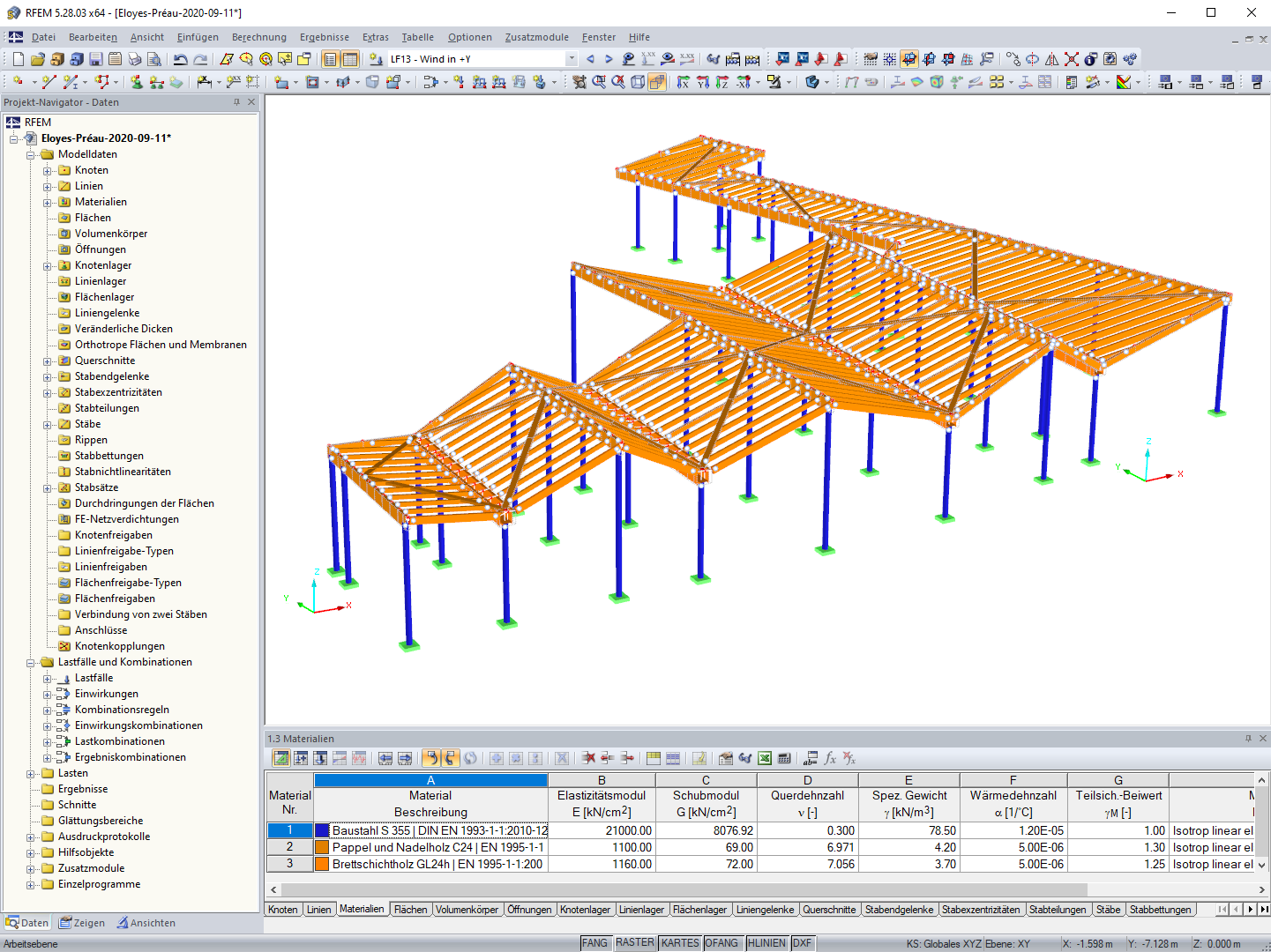 Tragwerk des in RFEM modellierten Innenhofes (© D-Bois)