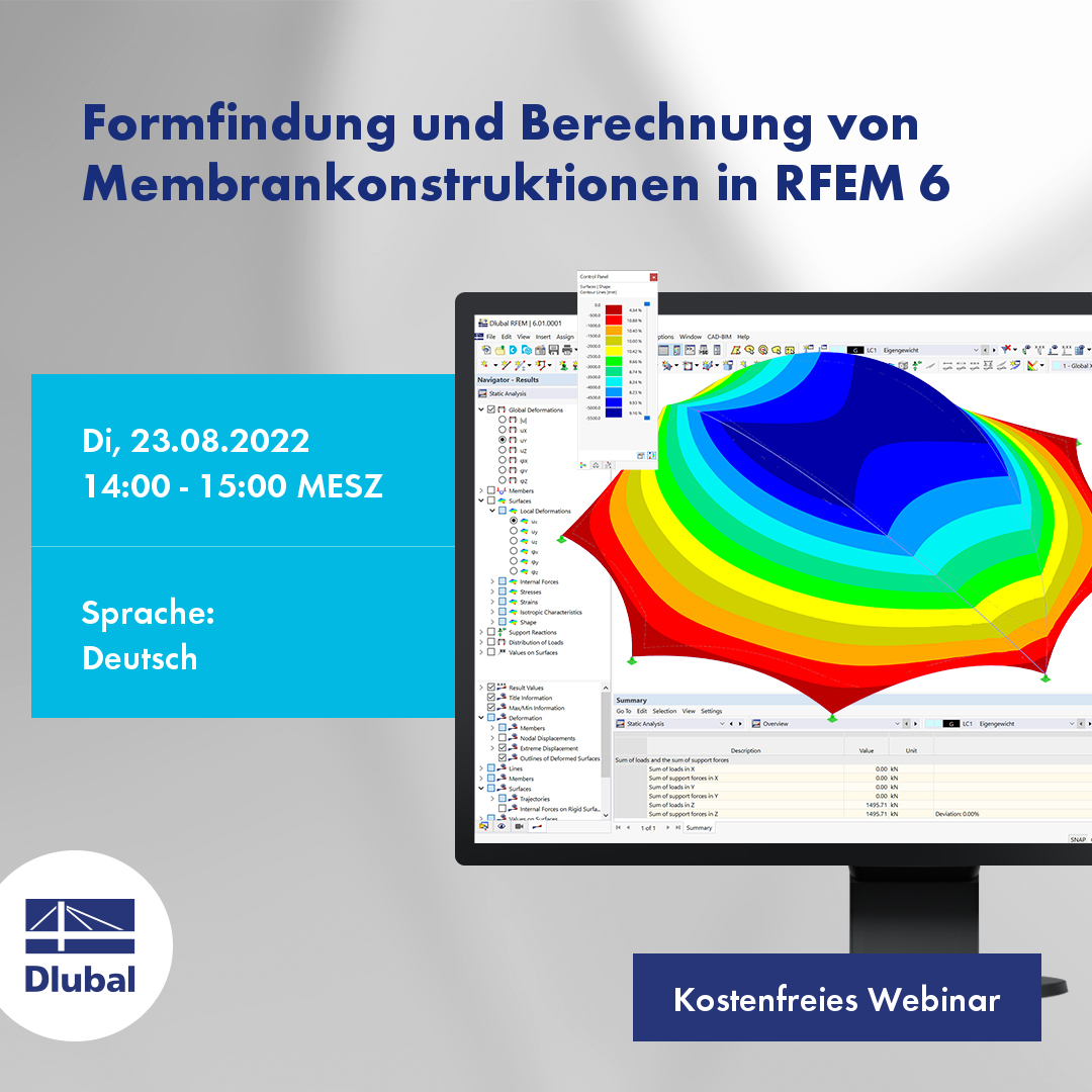 Formfindung und Berechnung von Membrankonstruktionen in RFEM 6