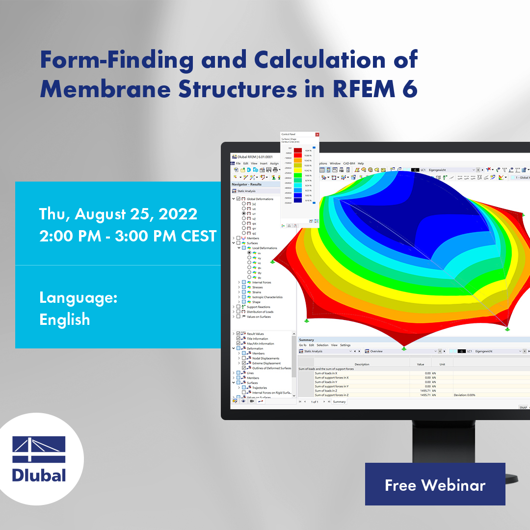 Formfindung und Berechnung von Membrankonstruktionen in RFEM 6