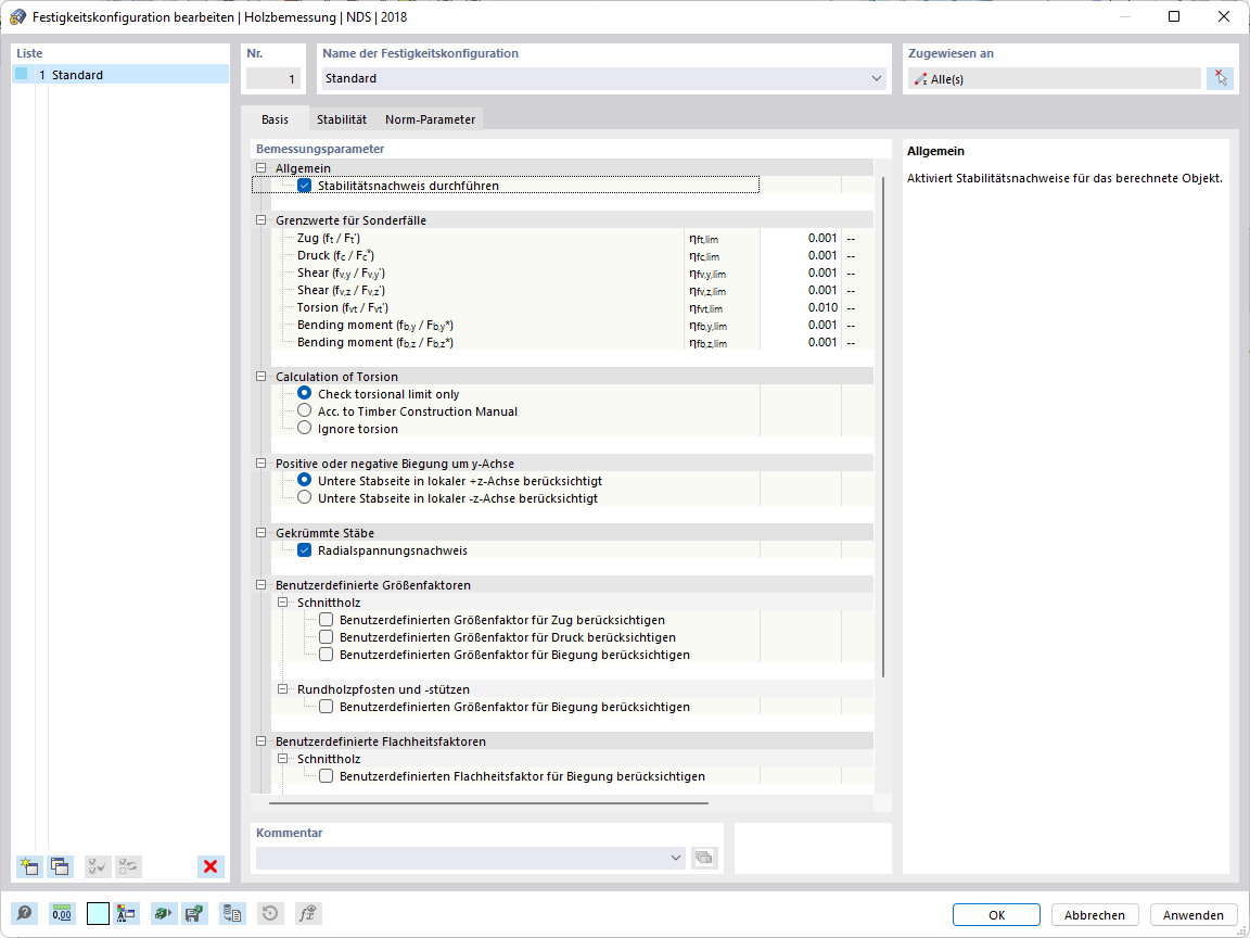 Feature 002496 | Torsionsbemessung nach US-Norm ANSI/AWC NDS NDS