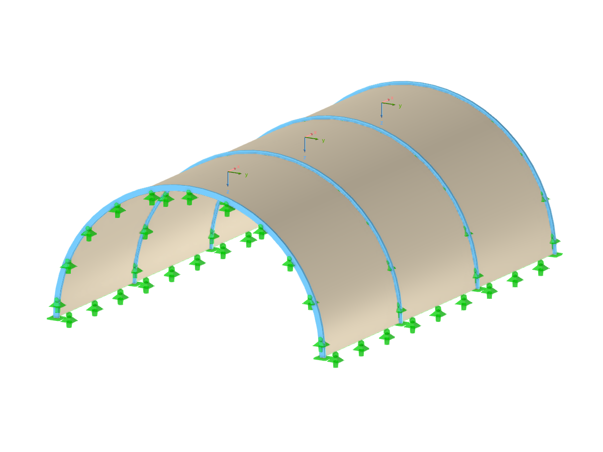 Bogengestützte Membran mit Montagelager