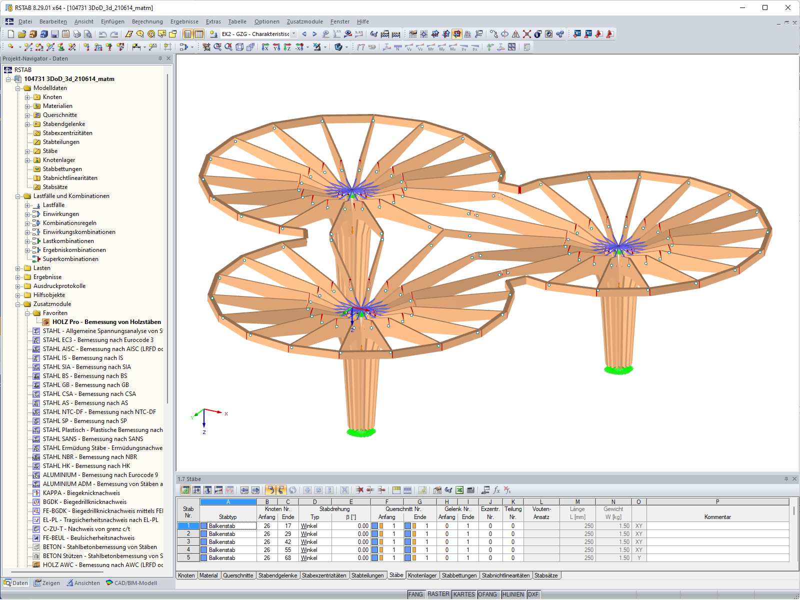 3D-Modell des Pavillons in RSTAB (© Blumer-Lehmann AG)