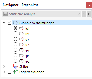 Globale Verformungen im Navigator auswählen