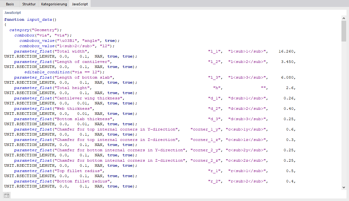 JavaScript-Parameter eines Blocks