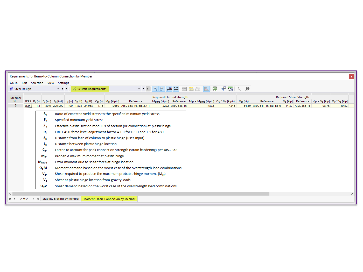 KB 001768 | Verbindungsfestigkeit des biegesteifen Rahmens nach AISC 341-16 in RFEM 6