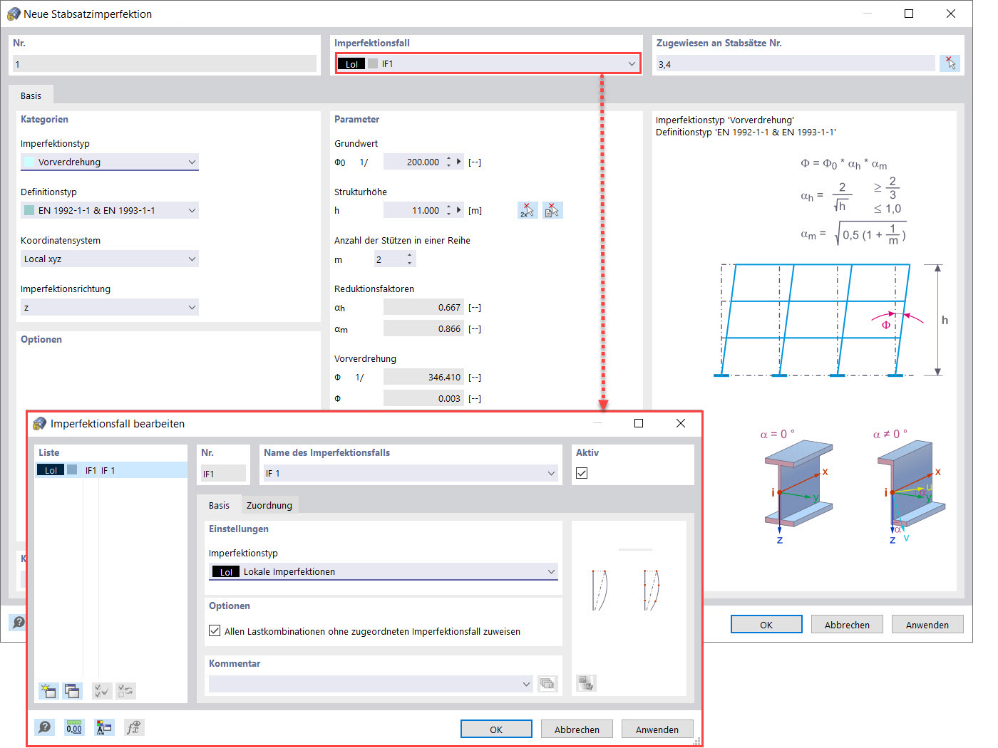 Definition einer globalen Vorverdrehung in RFEM 6