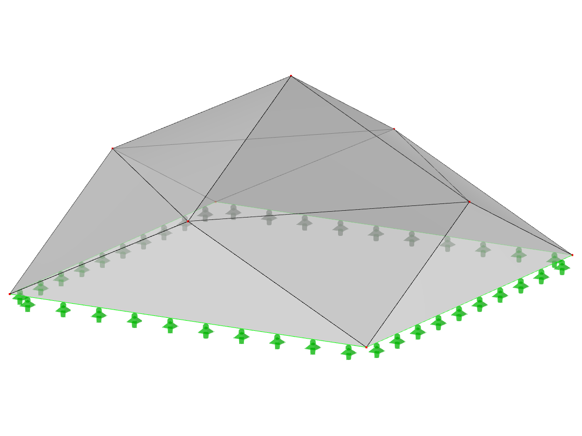 Modell ID 507 | 034-FPC021 | Pyramidenförmige Faltwerksysteme. Gefaltete Dreiecksflächen. Rechteckiger Grundriss