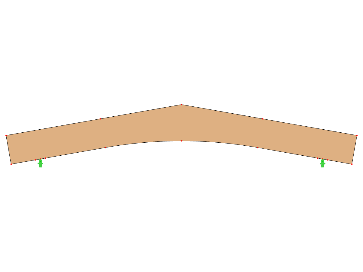 Modell ID 588 | GLB0503 | Brettschichtholzträger | Gekrümmter Untergurt | Konstante Höhe | Symmetrisch | Parallele Kragarme | Ohne lose aufgesetzten Firstkeil