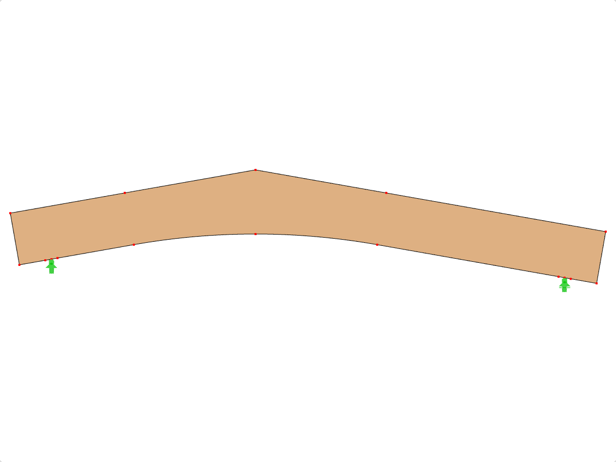 Modell ID 597 | GLB0508 | Brettschichtholzträger | Gekrümmter Untergurt | Variable Höhe | Asymmetrisch | Parallele Kragarme | Ohne lose aufgesetzten Firstkeil