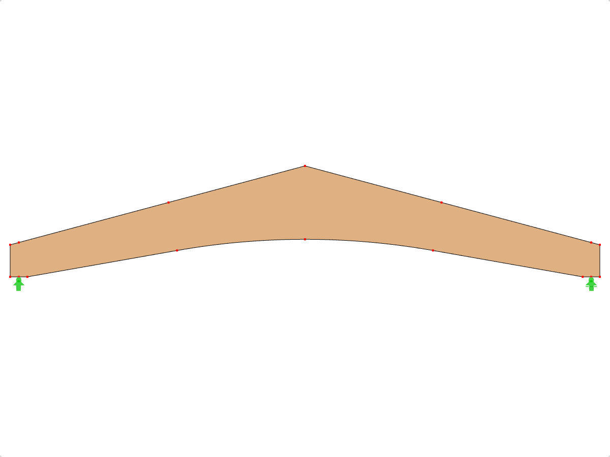 Modell-ID 604 | GLB0601 | Brettschichtholzträger | Gekrümmter Untergurt | Variable Höhe | Symmetrisch | Ohne lose aufgesetzten Firstkeil