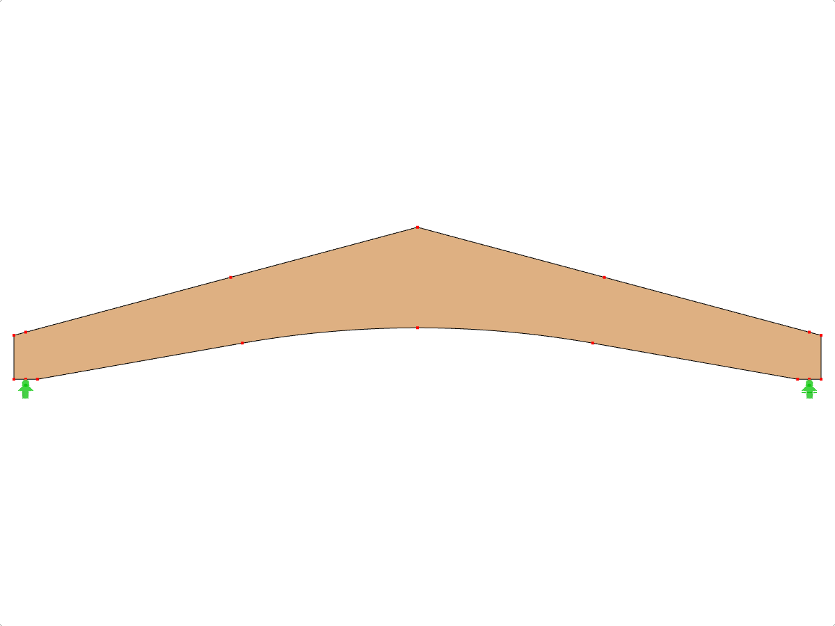 Modell ID 604 | GLB0601 | Brettschichtholzträger | Gekrümmter Untergurt | Variable Höhe | Symmetrisch | Ohne lose aufgesetzten Firstkeil