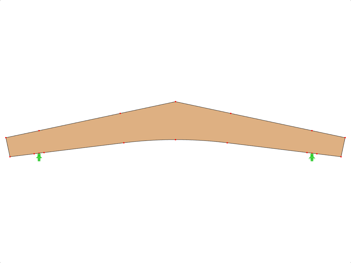 Modell ID 606 | GLB0603 | Brettschichtholzträger | Gekrümmter Untergurt | Variable Höhe | Symmetrisch | Parallele Kragarme | Ohne lose aufgesetzten Firstkeil