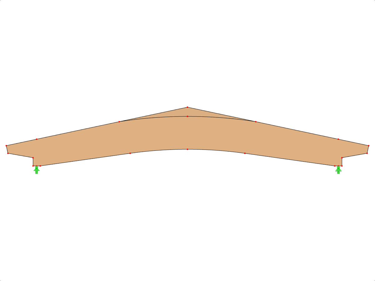 Modell ID 616 | GLB0615 | Brettschichtholzträger | Gekrümmter Untergurt | Variable Höhe | Symmetrisch | Versatz - gevoutete Kragträger | Mit lose aufgesetztem Firstkeil