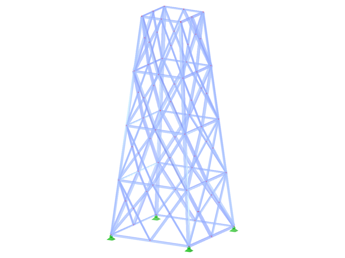 Modell ID 2287 | TSR062-b Diagonalenschnittpunkte finden | Gittermast | Rechteckiger Grundriss | Doppelte X-Diagonalen (verbunden)