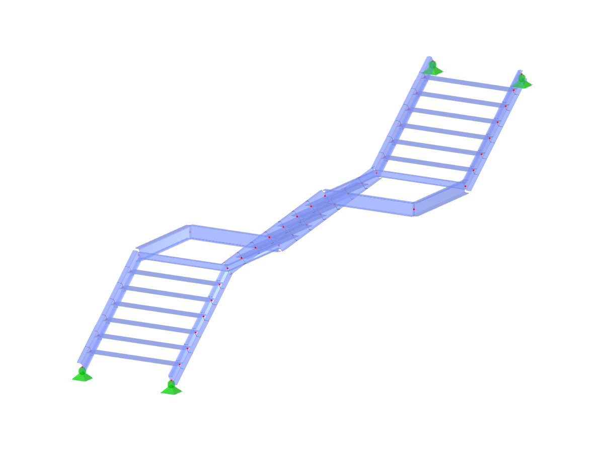 Modell ID 3053 | STS006-a | Treppe | Dreiläufig | S-Form | Oben-Rechts, Oben-Links