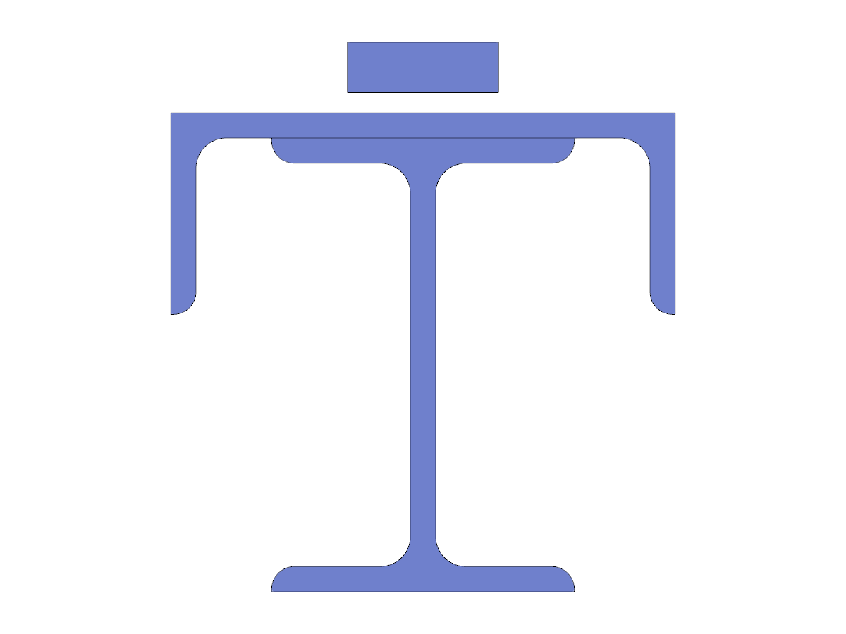 Modell-ID 3388 | BCS007 | Aufgebauter Querschnitt | Krangleisen | Gewalzter I-Profil mit gewalztem U-Profil und Flachstahl