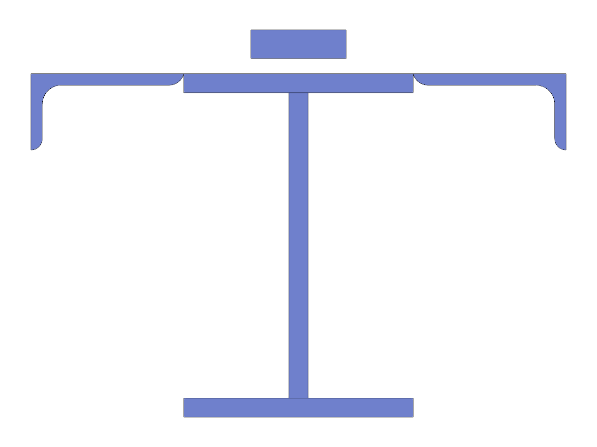 Modell-ID 3412 | BCS015-b | Aufgebauter Querschnitt | Kranbahnen | Geschweißtes I-Profil mit ungleichen Beinen und Flachstahl