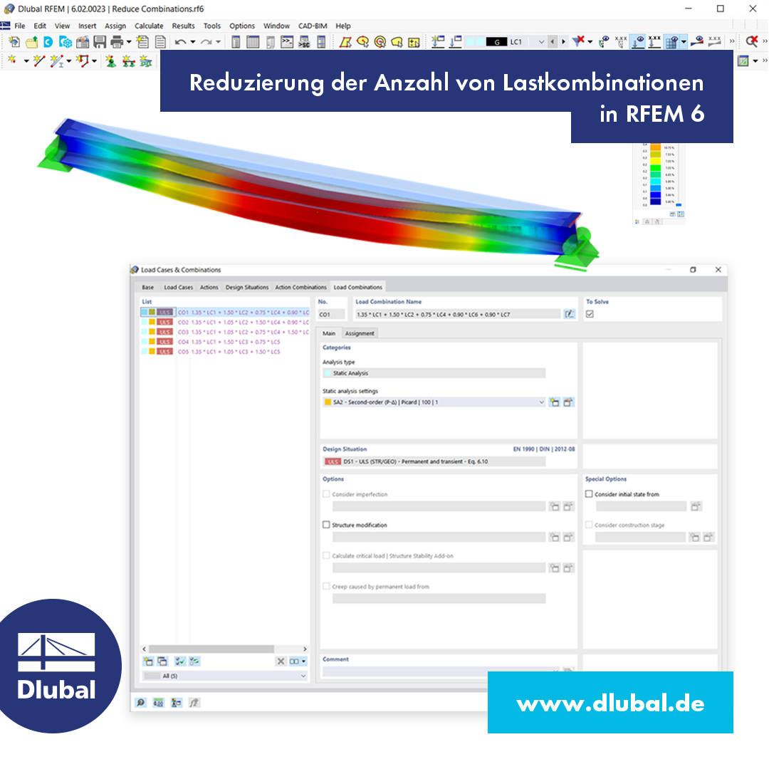 Reduzierung der Anzahl von Lastkombinationen \n in RFEM 6