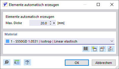 Dialog 'Elemente automatisch erzeugen'