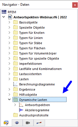 Dynamische Lasten im Navigator - Daten