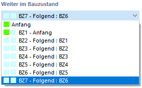 Vorhergehenden Bauzustand auswählen