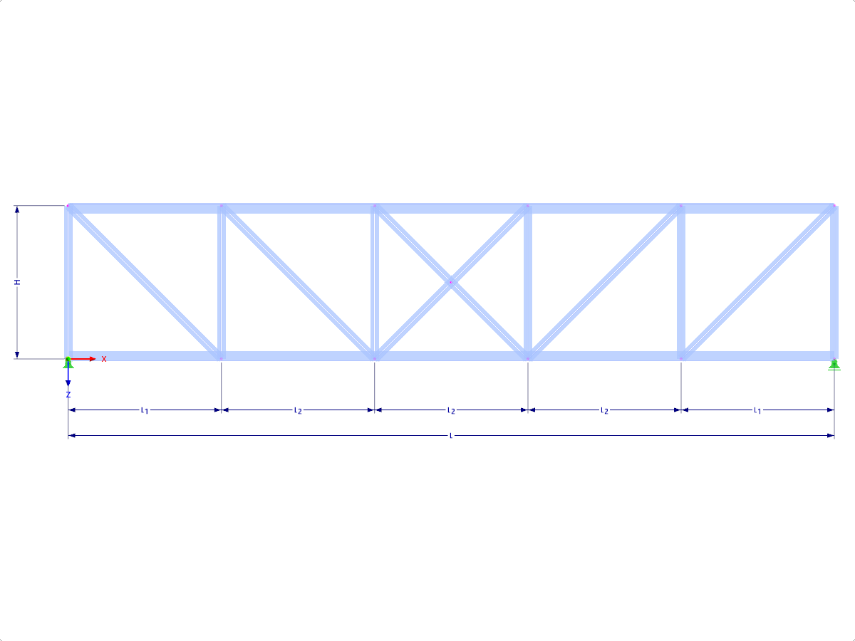 Modell 000432 | FT003-b | Parallelgurtiger Fachwerkträger mit Parametern