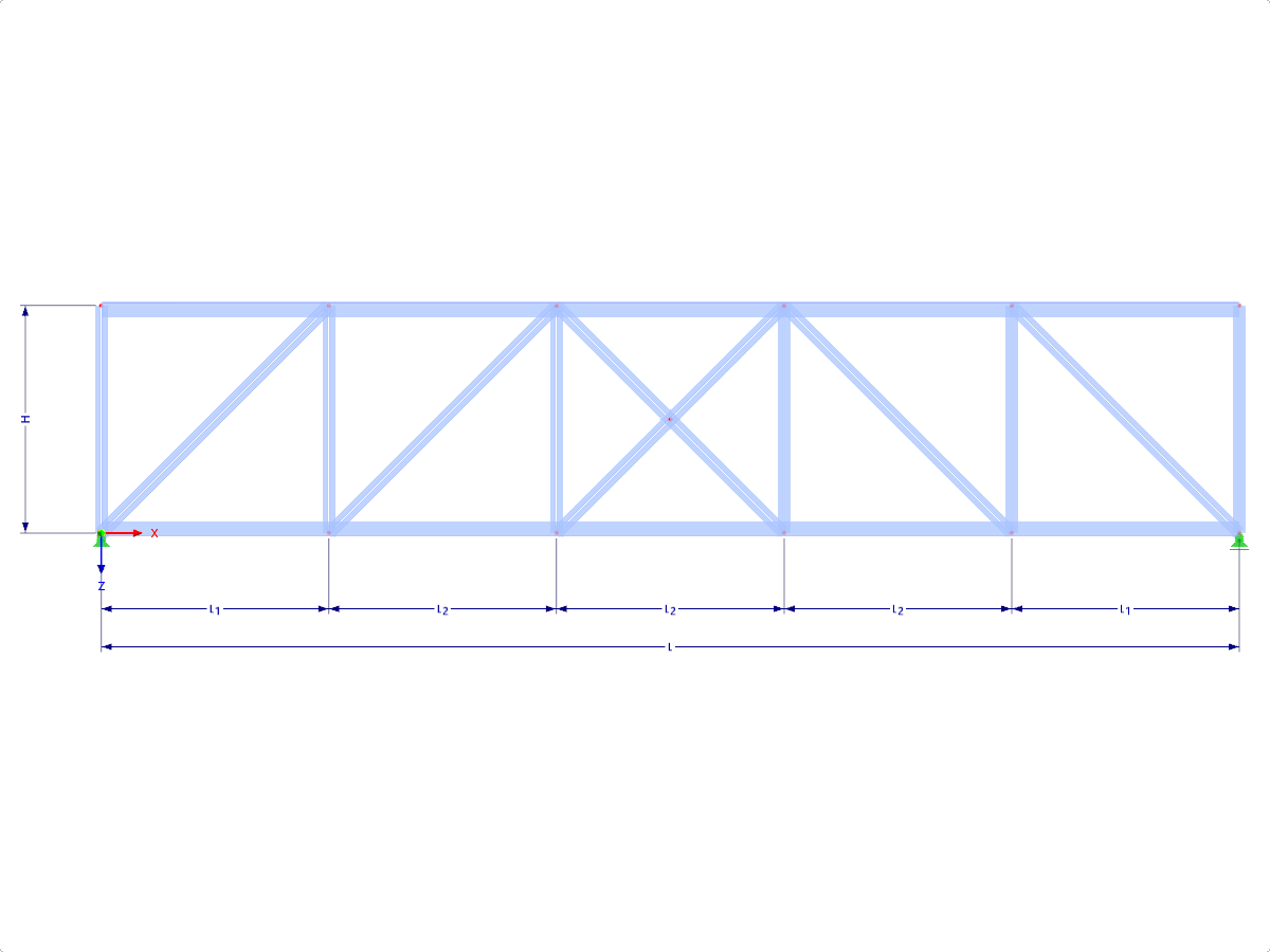 Modell 000433 | FT003-a | Parallelgurtiger Fachwerkträger mit Parametern