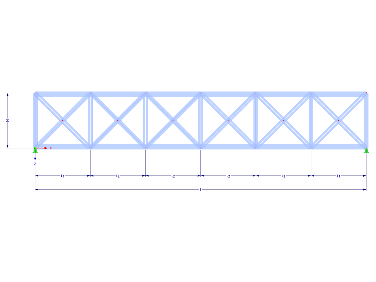 Modell 000443 | FT021 | Parallelgurtiger Fachwerkträger mit Parametern