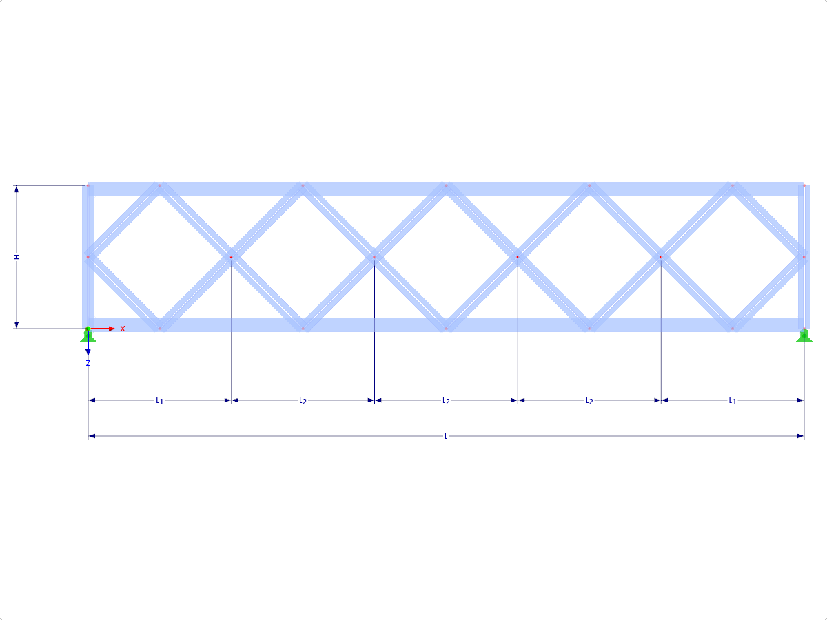 Modell 000456 | FT025 | Parallelgurtiger Fachwerkträger mit Parametern