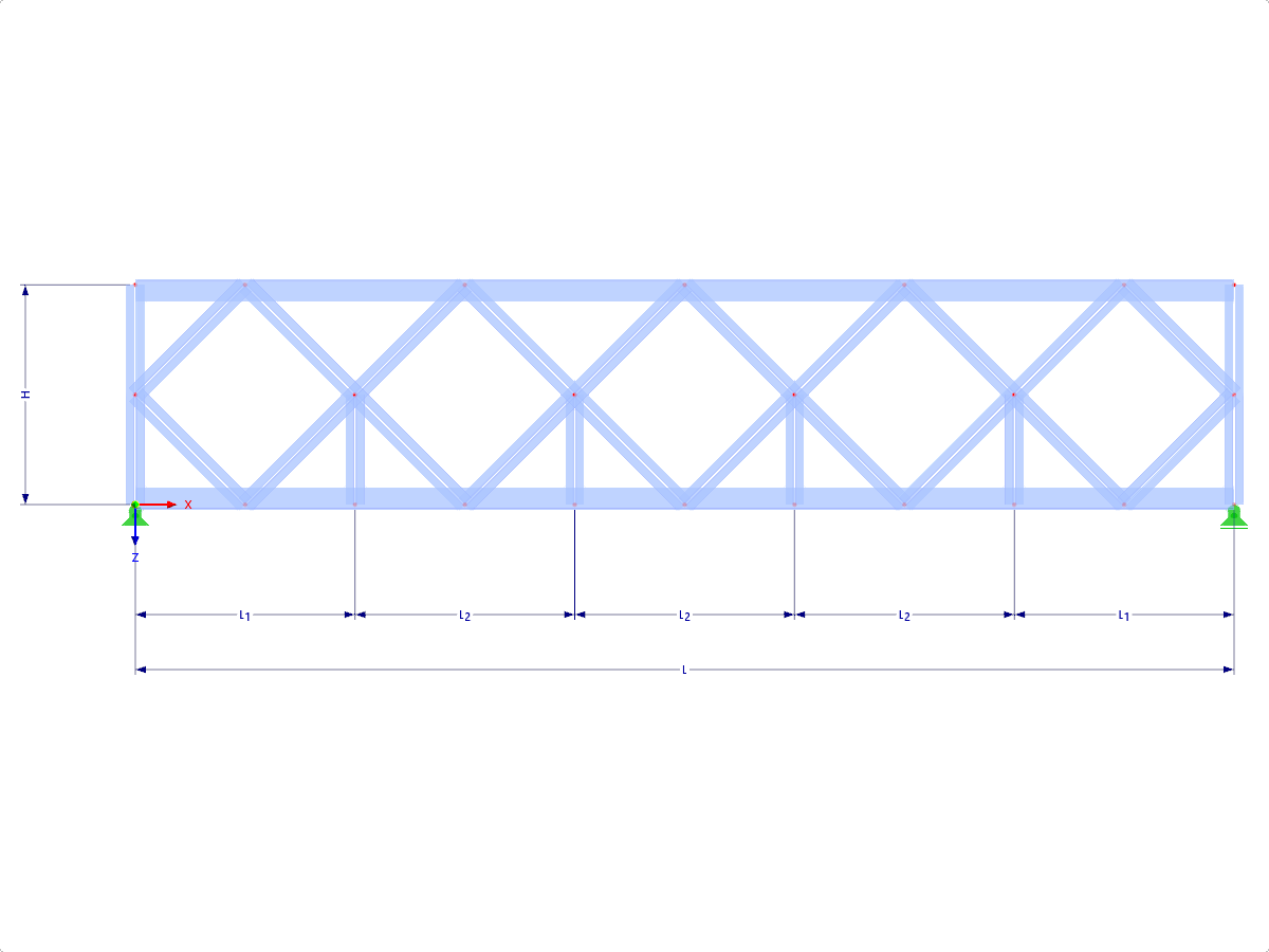 Modell 000459 | FT027-b | Parallelgurtiger Fachwerkträger mit Parametern