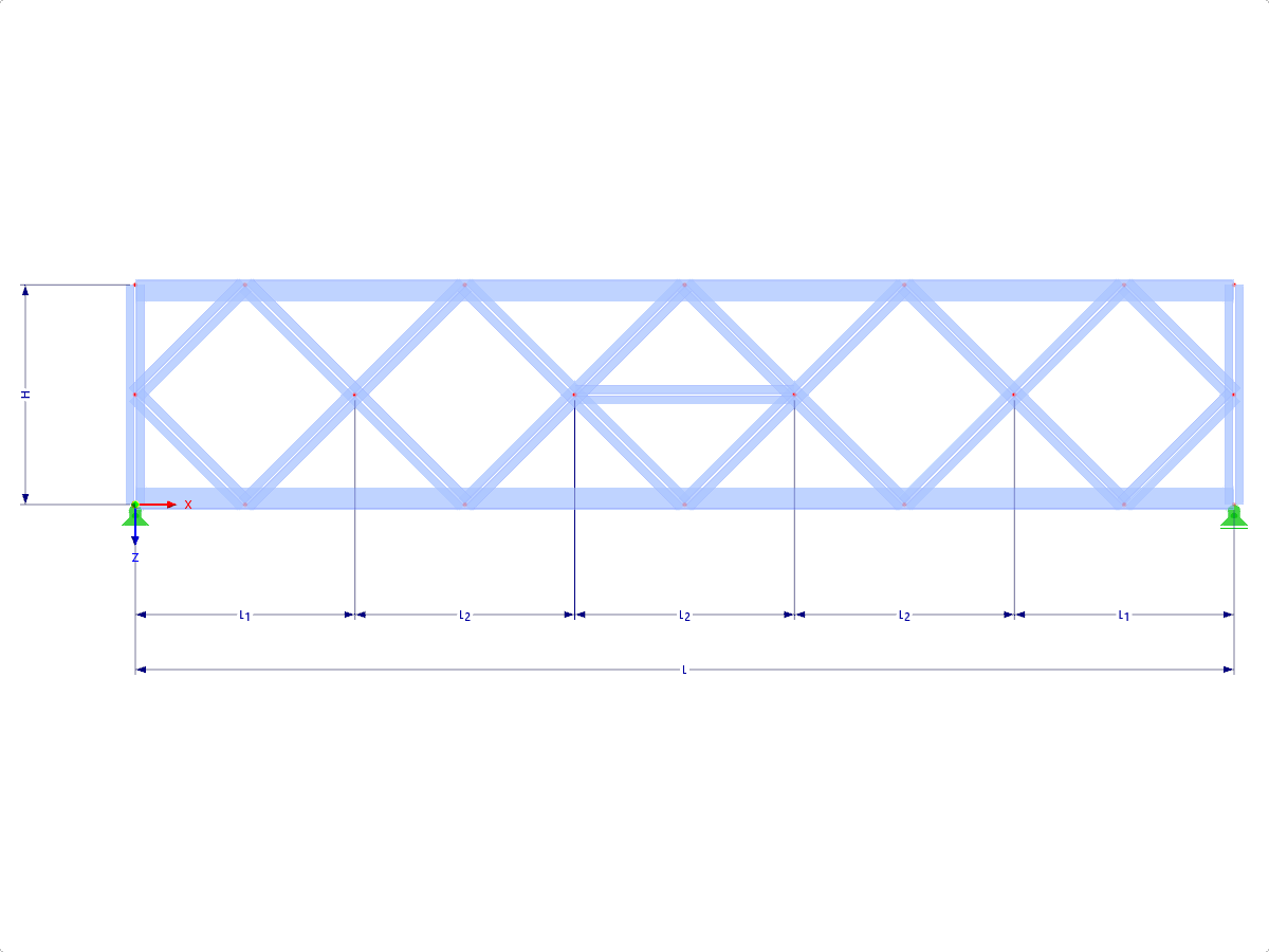 Modell 000460 | FT028 | Parallelgurtiger Fachwerkträger mit Parametern