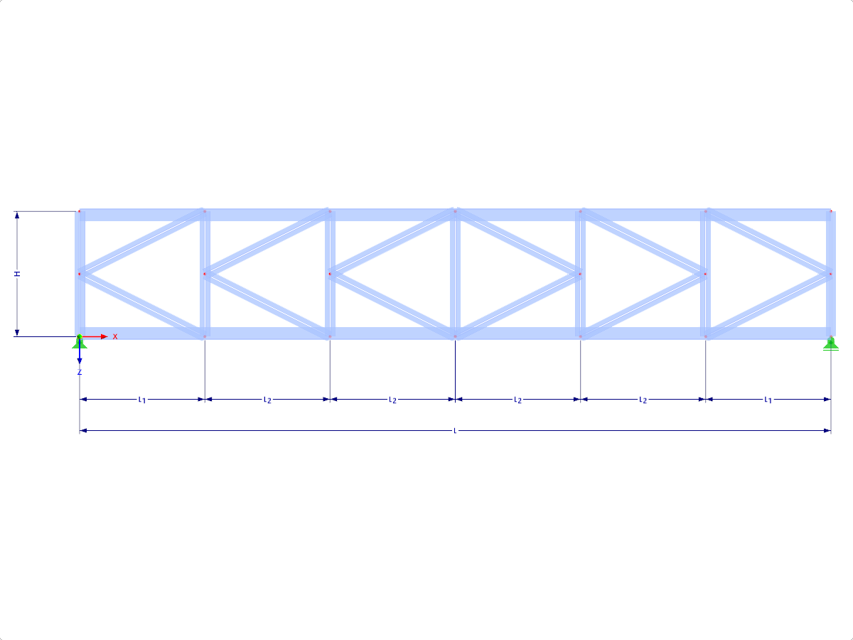 Modell 000461 | FT030-a | Parallelgurtiger Fachwerkträger mit Parametern