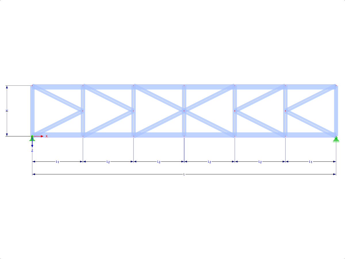 Modell 000466 | FT030-b | Parallelgurtiger Fachwerkträger mit Parametern