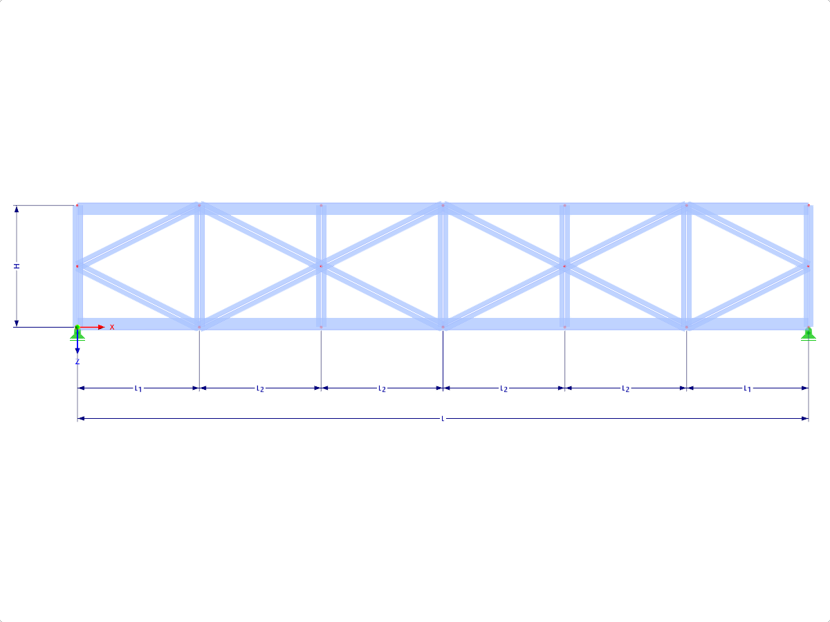 Modell 000468 | FT032-1 | Parallelgurtiger Fachwerkträger mit Parametern