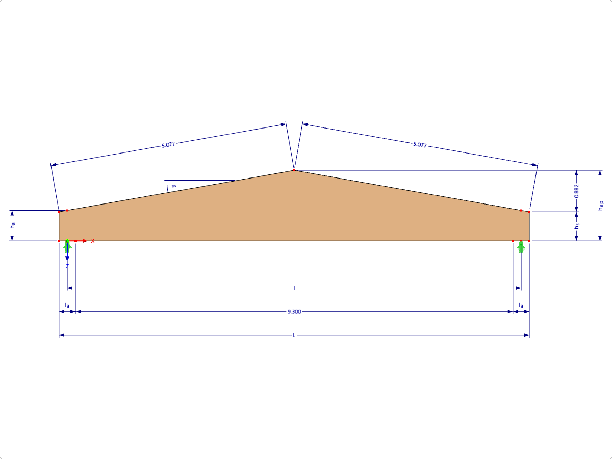 Modell 000622 | GLB0301 | Brettschichtholzträger | Satteldachträger | Symmetrisch mit Parametern