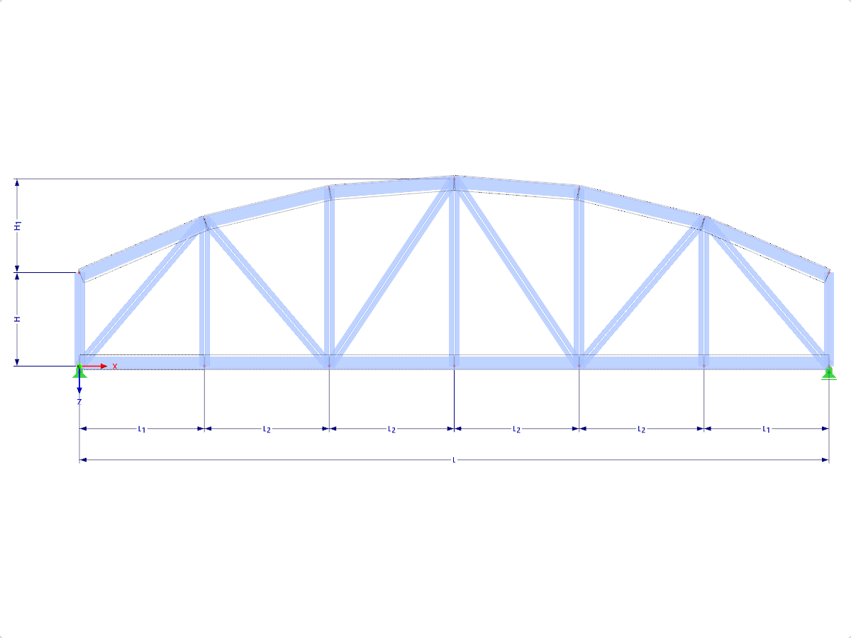 Modell 001667 | FT850c-plg | Bogenfachwerk mit Parametern