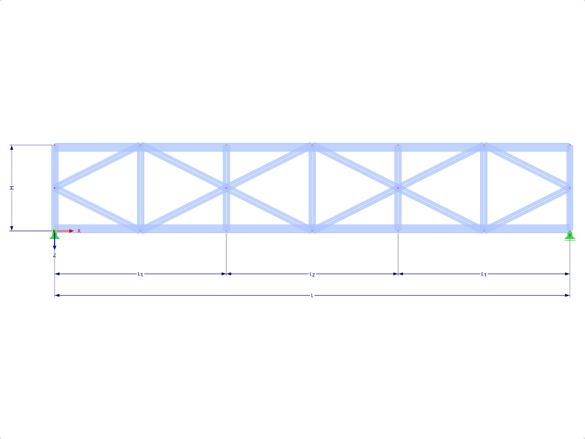 Modell 001722 | FT032-2 | Parallelgurtiger Fachwerkträger mit Parametern