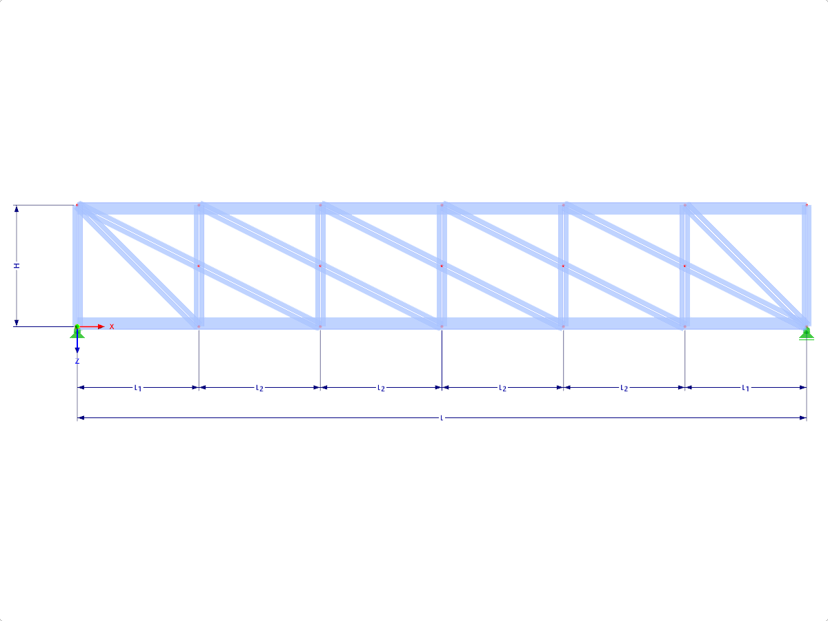 Modell 001723 | FT050-a | Parallelgurtiger Fachwerkträger mit Parametern