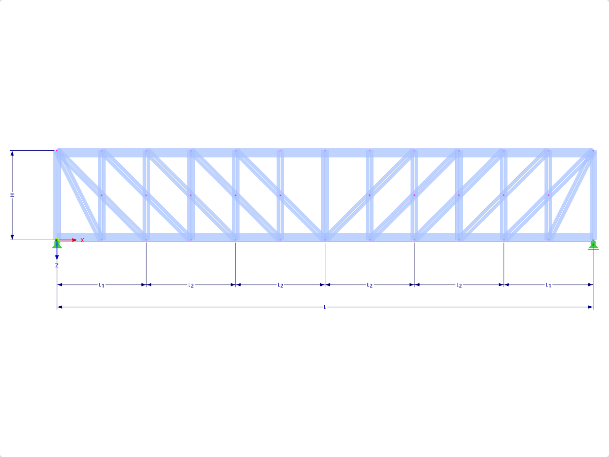 Modell 001733 | FT052 | Parallelgurtiger Fachwerkträger mit Parametern