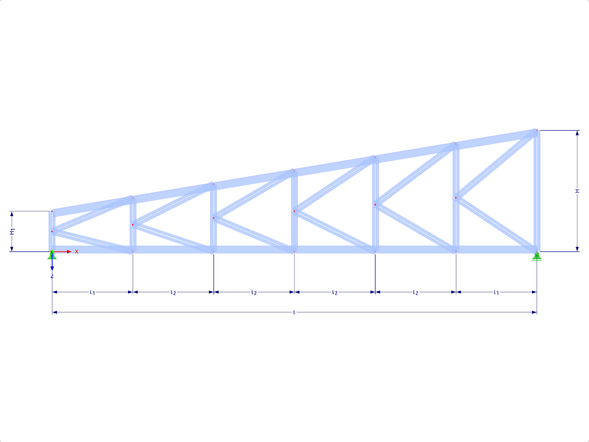 Modell 001758 | FT260 | Trapezfachwerk für Pultdach mit Parametern