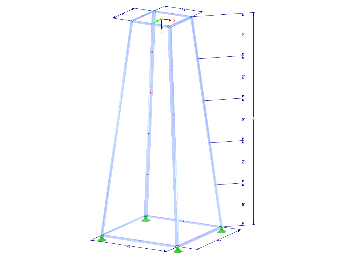 Modell 002144 | TSR001 | Gittermast | Rechteckiger Grundriss mit Parametern